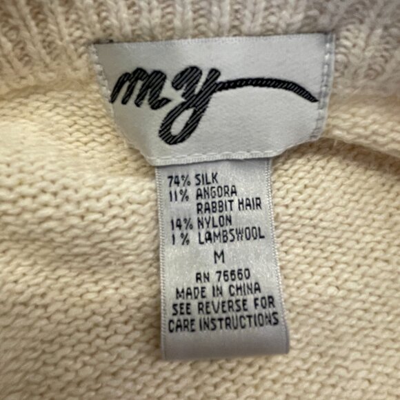 MY Vintage Pearl Crewneck Ivory Sweater, Retro Pullover Pearl‎ accent sweater, M - Picture 3 of 5